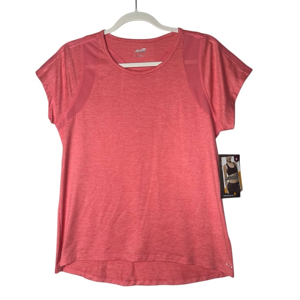 Avia Womens Size S Top Short Sleeve high low  Pink Coral Performance Tee Active